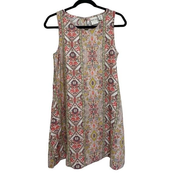 Rachel Zoe 100% Linen A-Line Aztec Printed Tank Dress - Size S - Picture 1 of 7